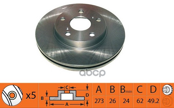 Диск тормозной передний TOYOTA AURIS 07- BR21183T SB Nagamochi арт. BR21183T