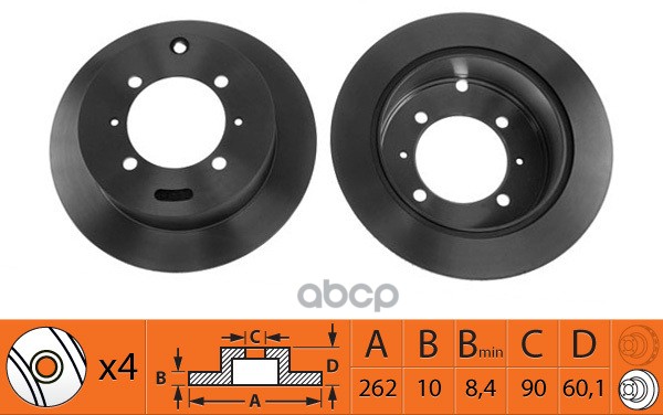 Диск тормозной задний MITSUBISHI LANCER 1.3/1.6/2.0 01/GALANT 1.8/2.0 9204 BR23107 SB Nagamochi арт. BR23107