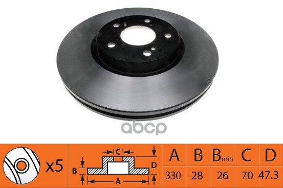 Диск тормозной передний HONDA PILOT 08-/ACURA MDX 06- BR28131T SB Nagamochi арт. BR28131T