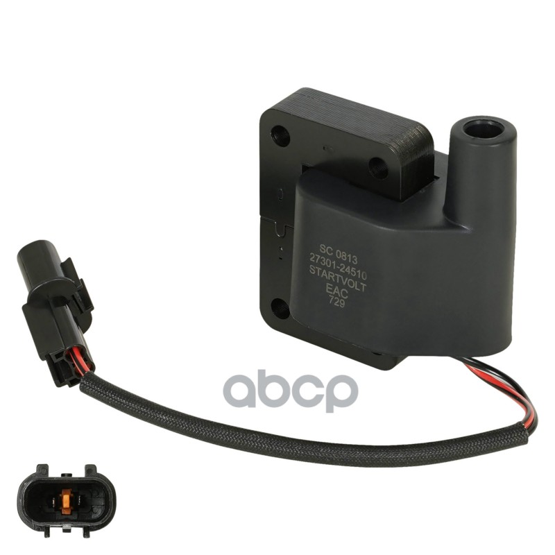 Катушка зажигания для а/м Mitsubishi Galant (89-)/Hyundai Lantra (90-) 1.5-2.0i (без кр.) (SC 0813) STARTVOLT арт. SC0813