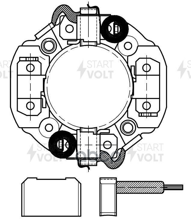 Узел щеточный стартера для а/м Toyota Land Cruiser Prado J120 (02-) 4.0i (VBS 1916) STARTVOLT арт. VBS1916