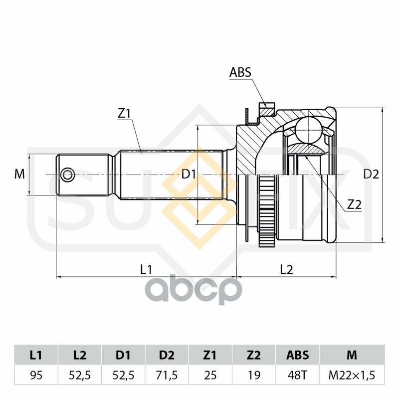 Шрус Наружный | Перед Прав/Лев | SUFIX арт. ST1026