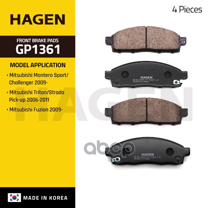 Колодки передние MITSUBISHI L200 05- GP1361 Sangsin brake арт. GP1361