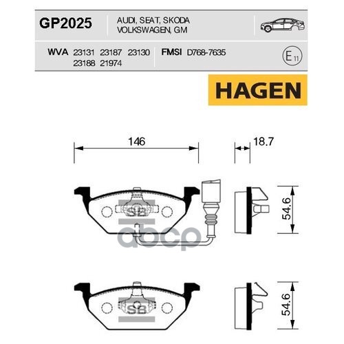Колодки передние SKODA OCTAVIA (1U) GP2025 Sangsin brake арт. GP2025
