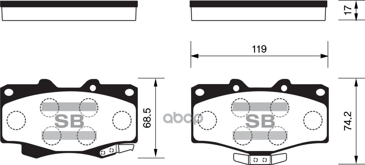 Колодки тормозные дисковые Toyota Land Cruiser 4.0-4.2TD 90/4Runner 2.4-3.0TD 87-96 SP1222 Sangsin brake арт. SP1222