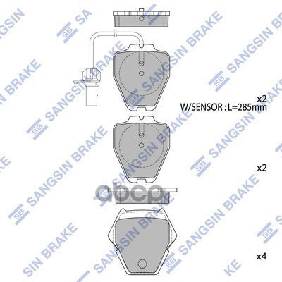 Колодки тормозные дисковые Audi Allroad 2.7i/2.5TDi 00 SP1790 Sangsin brake арт. SP1790