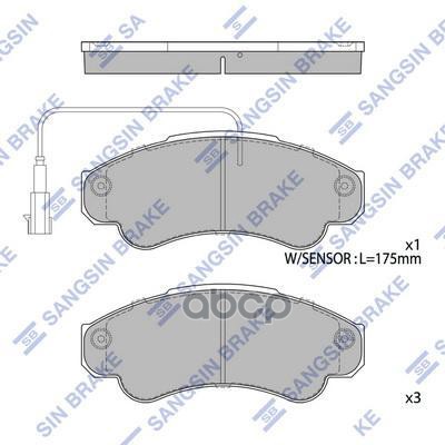 Колодки тормозные дисковые Peugeot Boxer 2.0HDi/2.8HDi, Fiat Ducato 2.8D/JTD 02 SP4033 Sangsin brake арт. SP4033