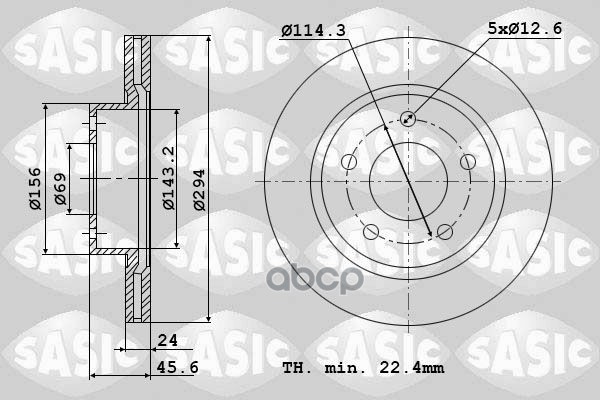 Диски тормозные комплект 2шт MITSUBISHI OUTLANDER 03/CITROEN C-CROSSER/PEUGEOT 4007 6100012 Sasic арт. 6100012
