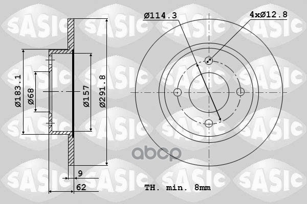 Диски тормозные комплект 2шт NISSAN TIIDA 07- 6106251 Sasic арт. 6106251
