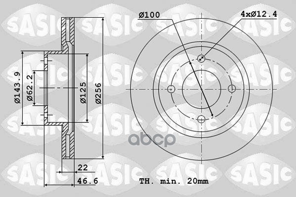 Диски тормозные комплект 2шт HYUNDAI ACCENT 05-/i20 08-/KIA RIO II 05- 6106338 Sasic арт. 6106338