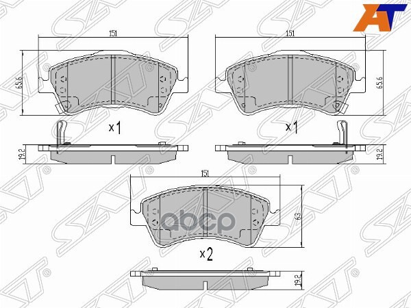 Колодки тормозные (Спереди) Toyota Avensis (T270) 08-18 / Corolla 06-13 Sat арт. ST-04465-02280