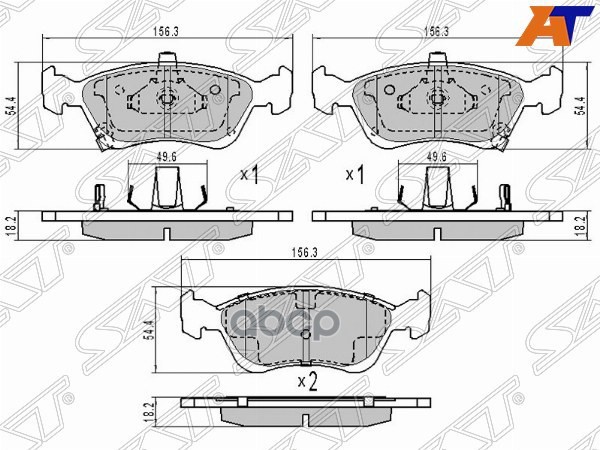 Колодки тормозные (Спереди) Toyota Avensis (T220) 97-03 Sat арт. ST-04465-05020