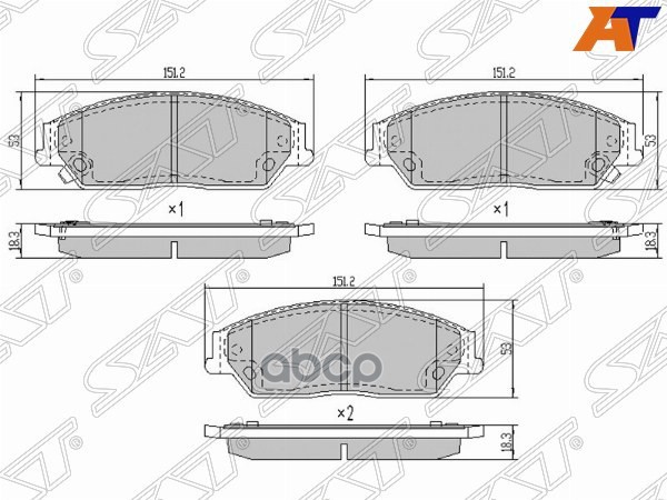 Колодки тормозные (Спереди) Toyota Camry (XV40,XV50) 01-18 / Camry UAE/USA 06-17 Sat арт. ST-04465-06090