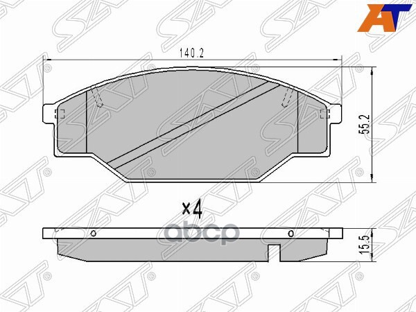 Колодки тормозные (Спереди) Toyota Hiace 82-98 / Hilux Pick Up 88-94 Sat арт. ST-04465-YZZ56