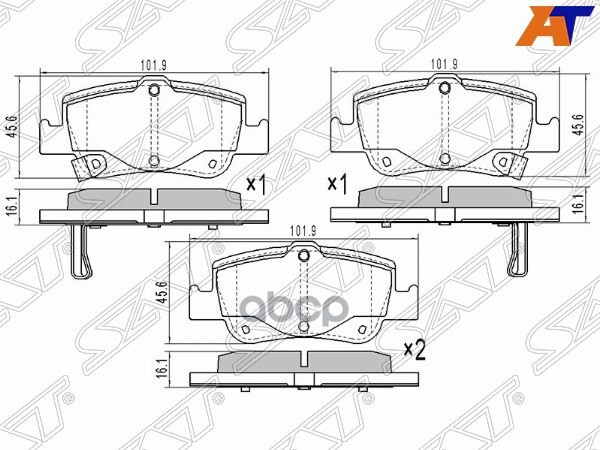 Колодки тормозные (Сзади) Toyota Corolla (E150,E180) 06-19 / Auris 06-18 Sat арт. ST-04466-02180