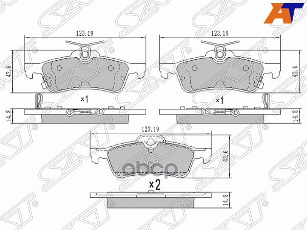 Колодки тормозные (Сзади) Toyota Vitz 05-20 / Yaris 05-20 Sat арт. ST-04466-0D010