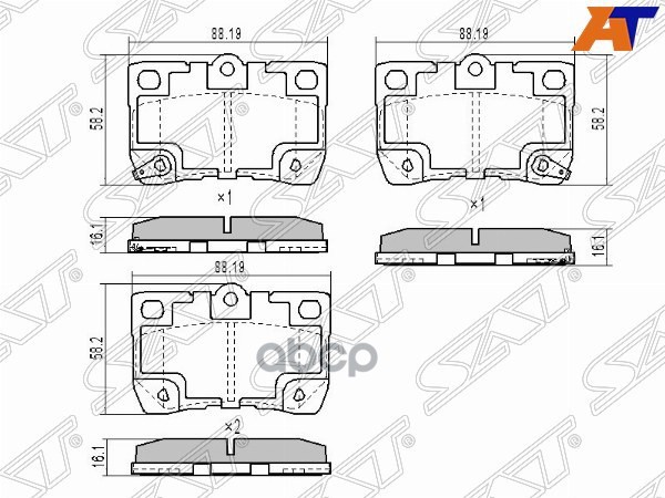Колодки тормозные (Сзади) Toyota Crown 08-22 / Lexus GS 05-12 Sat арт. ST-04466-22190