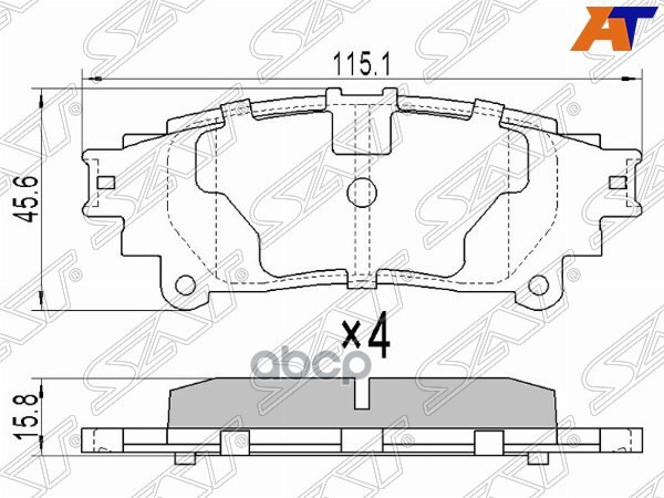 Колодки тормозные (Сзади) Lexus RX 08-15 / Toyota Crown 12-22 Sat арт. ST-04466-48130