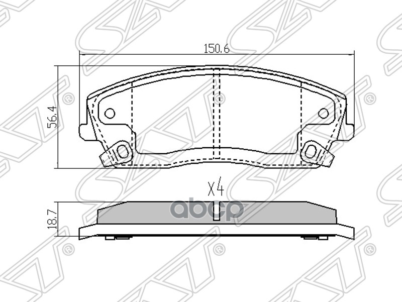 Колодки тормозные (Спереди) Chrysler 300C 04-11 Sat арт. ST-05142555AA