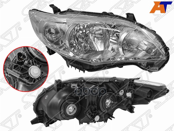 Фара Toyota Corolla (E150) 10-13 (Справа/ Галоген/ С электрокорректором) Sat арт. ST-112-1130R-LDEMN
