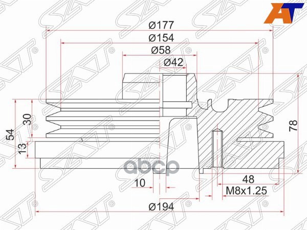 Шкив коленвала Toyota Land Cruiser (J100,J80) 89-07 / Coaster 93-16 Sat арт. ST-13408-17020