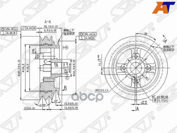 Шкив коленвала Toyota Lite Ace 88-96 / Master Ace Surf 88-91 Sat арт. ST-13408-64080