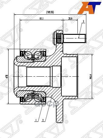 Ступичный узел Ford Focus 04-11 / Mondeo 03-10 (ABS/ Справа=Слева/ Спереди) Sat арт. ST-1471854