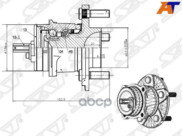 Ступичный узел Ford Focus 04-11 / C-MAX 03-10 (Справа=Слева/ Сзади) Sat арт. ST-1506577