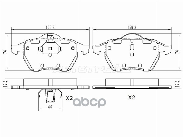 Колодки тормозные (Спереди) LADA Granta 11-18 / Opel Astra 98-09 Sat арт. ST-1605036