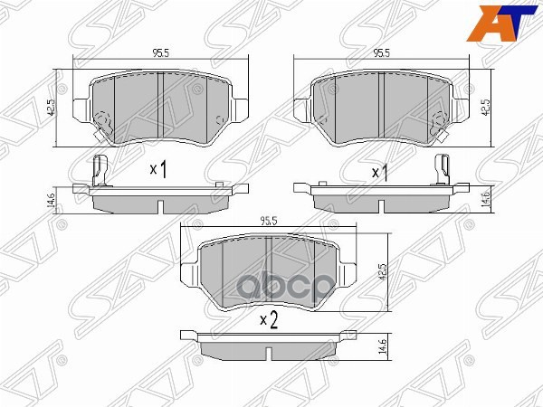Колодки тормозные (Сзади) Opel Astra 98-13 / Corsa 00-03 Sat арт. ST-1605995