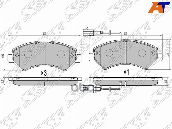 Колодки тормозные (Спереди) Peugeot Boxer 06- / Citroen Jumper 06- Sat арт. ST-1612433680