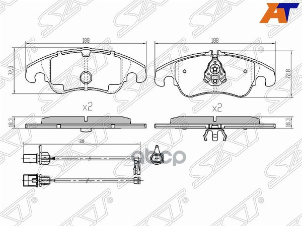 Колодки тормозные (Спереди) Audi A4 08-15 / A5 07-16 Sat арт. ST-1761090