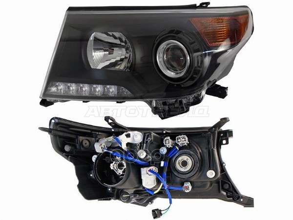 Фара Toyota Land Cruiser (J200) 07-15 (Слева/ ДХО/ С электрокорректором/ черная Brownstone) Sat арт. ST-212-11U5BLCKL