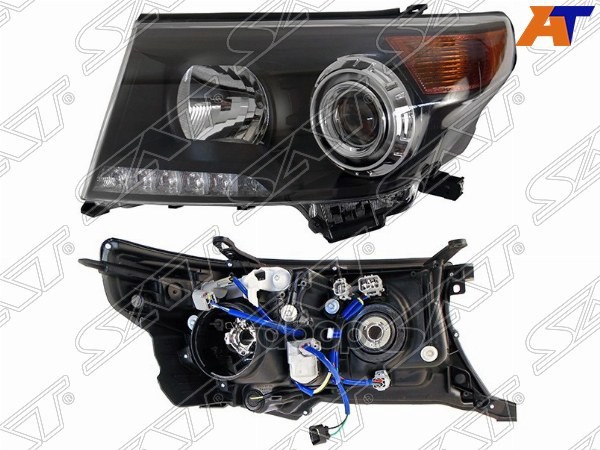 Фара Toyota Land Cruiser (J200) 07-15 (Слева/ Ксенон/Галоген/ ДХО/ С электрокорректором/ черная Brow Sat арт. ST-212-11U5BL