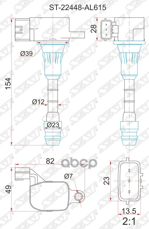 Катушка зажигания Infiniti FX35 06-08 / Nissan Murano 02-16 VQ25DD;VQ35DE;VQ40DE Sat арт. ST-22448-AL615