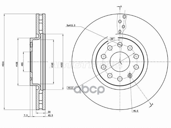 Диск тормозной (Спереди) Skoda Kodiaq 16- / Volkswagen Tiguan 16- Sat арт. ST-25-0043