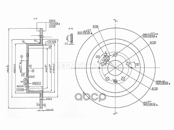 Диск тормозной (Сзади) Chery Tiggo 8 Pro 21- / Tiggo 5 14-20 Sat арт. ST-25-0050