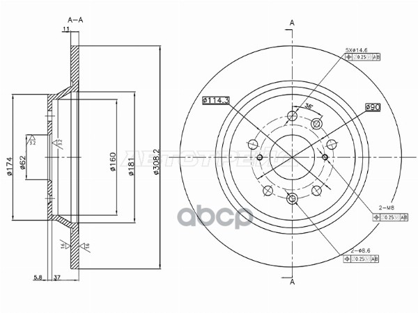Диск тормозной (Сзади) Belgee X70 24- / Geely Atlas Pro 21- Sat арт. ST-25-0157