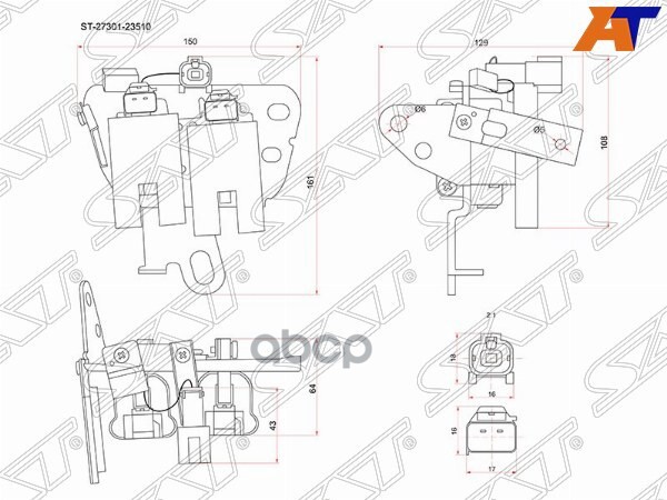 Катушка зажигания Hyundai Sonata 98-13 / Avante 00-06 Sat арт. ST-27301-23510