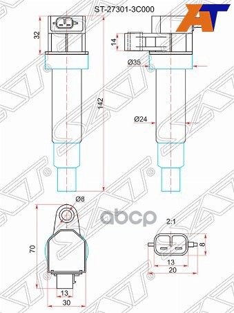 Катушка зажигания HYUNDAI EQUUS 09-/IX55 11-/GENESIS 08-13/KIA SORENTO 09-/OPIRUS/G6D#/G4KE Sat арт. ST-27301-3C000