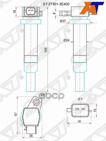 Катушка зажигания Hyundai Santa Fe 00-12 / Kia Carnival 06-14 D4EB;G4KC;G6EA Sat арт. ST-27301-3E400