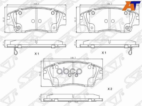 Колодки тормозные (Спереди) Hyundai ix35 09-13 / Tucson 15-21 / Kia Sportage 06-19 / Hyundai i40 11- Sat арт. ST-28-0018