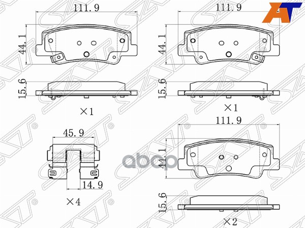 Колодки тормозные (Сзади) Hyundai Sonata 19-23 / Tucson 21- Sat арт. ST-28-0060