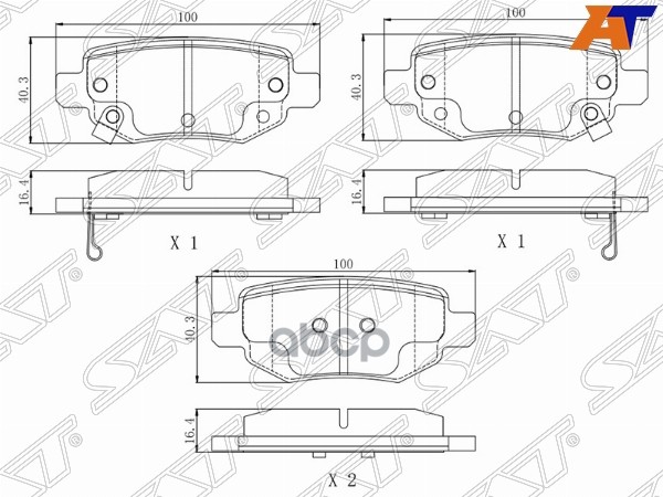 Колодки тормозные (Сзади) Chery Tiggo 4 17-19 / Tiggo 4 Pro 20- Sat арт. ST-28-0081