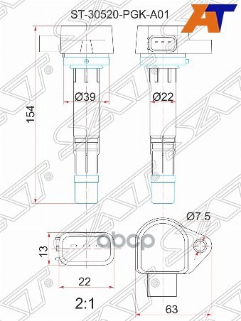 Катушка зажигания HONDA D15B/D17A 00-/STREAM RN1/RN2 00-/CIVIC EU1/3/4/FERIO ES1/2/3/4 Sat арт. ST-30520-PGK-A01