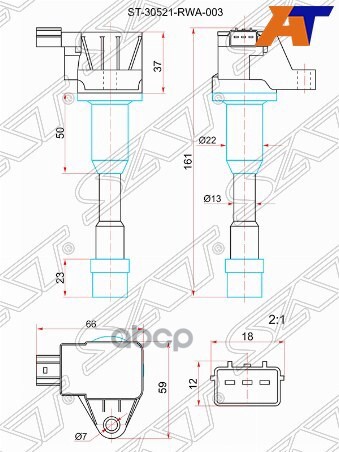 Катушка зажигания RR HONDA CIVIC 06-12/FIT/JAZZ 02-08/INSIGHT 09-14 L12/L13 Sat арт. ST-30521-PWA-003