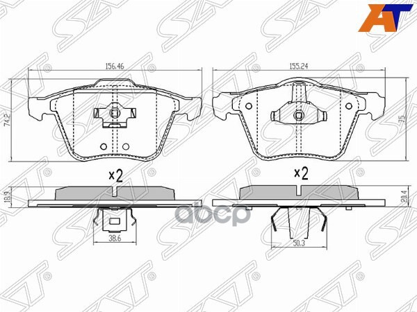 Колодки тормозные (Спереди) Volvo XC90 02-19 Sat арт. ST-30769125
