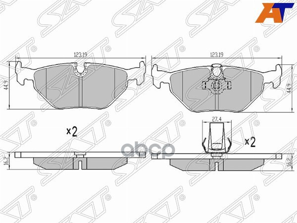 Колодки тормозные (Сзади) BMW 3-Series 90-00 / 5-Series 95-04 Sat арт. ST-34216761281