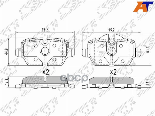 Колодки тормозные (Сзади) BMW 1-Series 04-13 / 3-Series 05-14 Sat арт. ST-34216767145