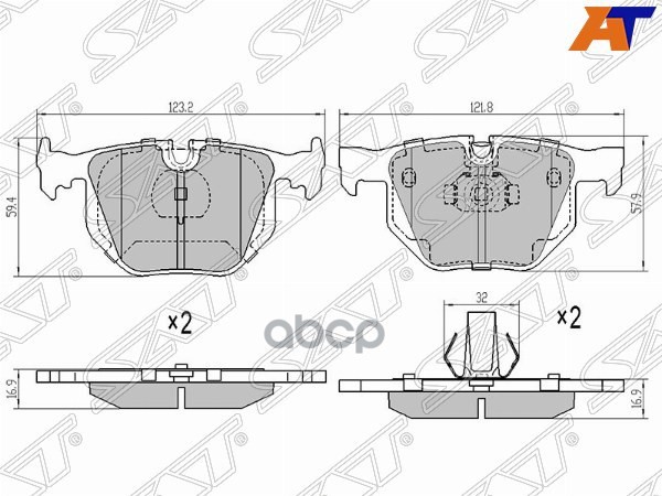 Колодки тормозные (Сзади) BMW 7-Series 01-08 / X5 06-18 Sat арт. ST-34216776937